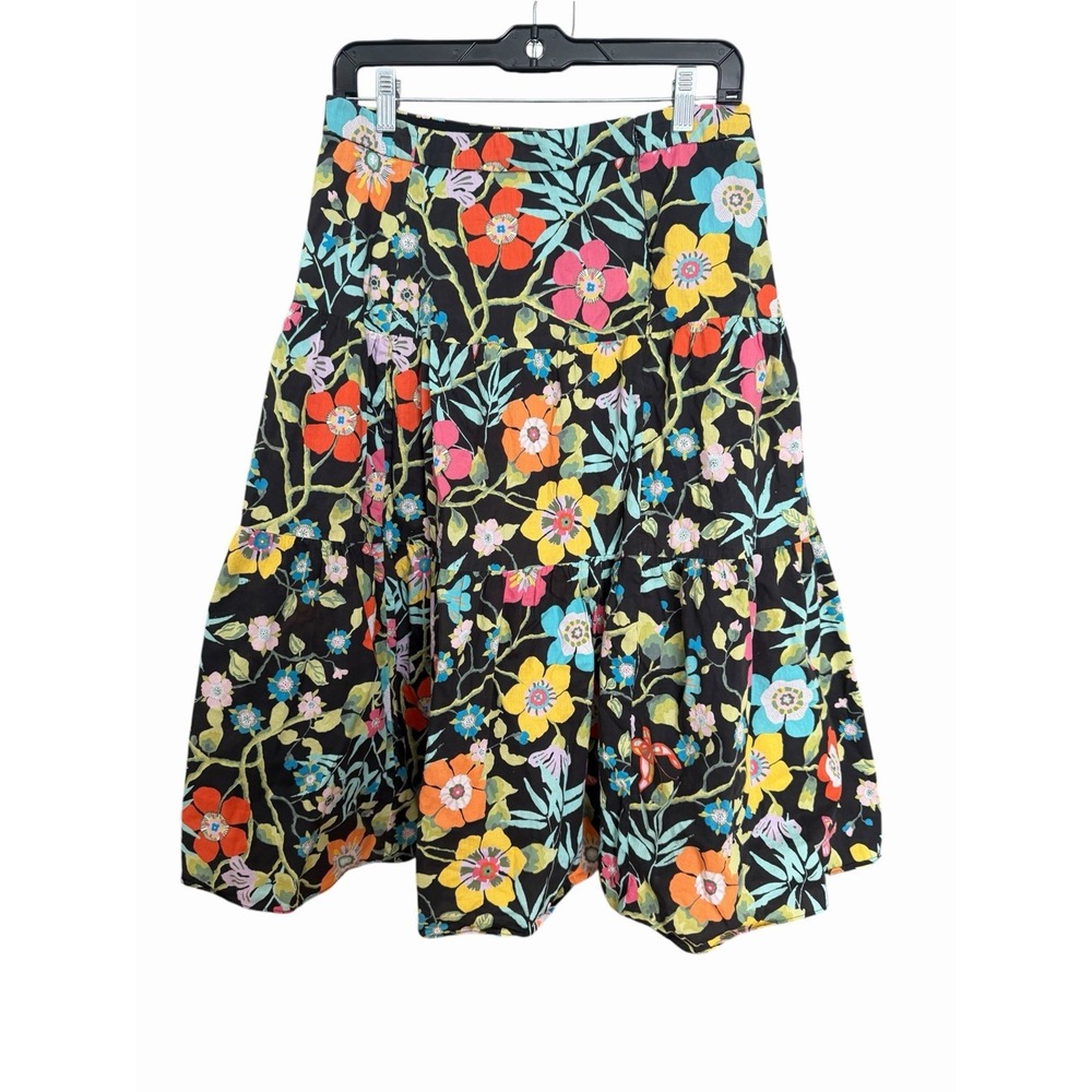 J. Crew Tiered Midi Skirt 10 Liberty Lined Floral Cotton Poplin Rainbow NNN5-1